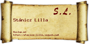 Stánicz Lilla névjegykártya